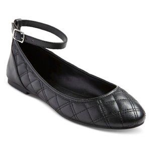 Merona Blossom Black Quilted Strapped Ballet Flats